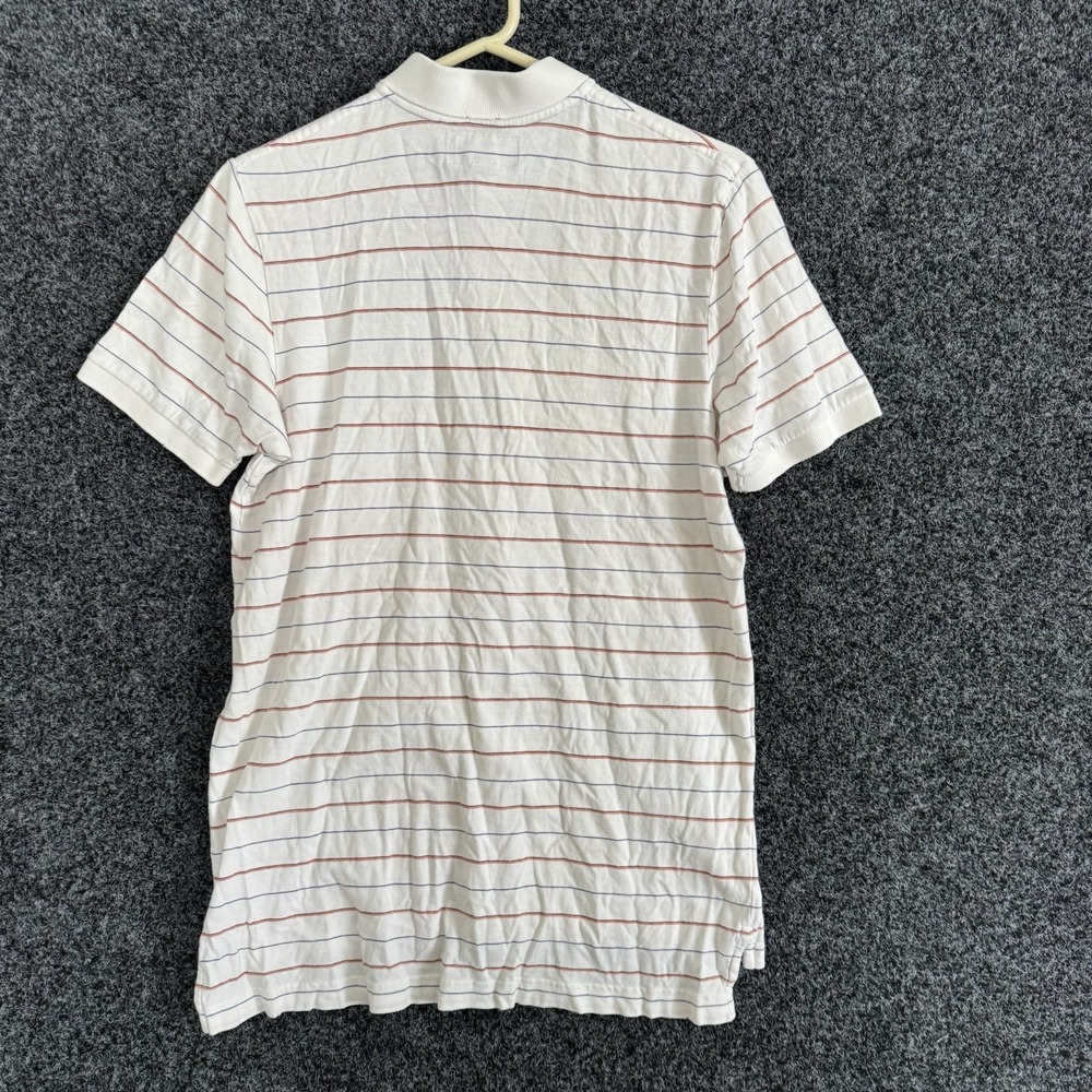 Vintage Abercrombie & Fitch White‎ w Blue & Red stripes SS Polo Shirt Sz Large - Picture 2 of 7